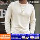 馬登工裝美式復古重磅亨利衫長(cháng)袖T恤男開(kāi)領(lǐng)硬漢內搭純棉打底衫春 米白色 【打底內搭男/衣服男裝/男士衛衣/休閑百搭】 L