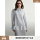 ELLE學(xué)院拼接撞色連衣裙女2026春季新款設計感小眾襯衫領(lǐng)衛衣裙 淺灰 M