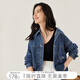 對白（DUIBAI）復古寬松牛仔短外套女2026春新款小個(gè)子氣質(zhì)休閑翻領(lǐng)短款上衣 牛仔藍 M