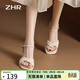 ZHR涼鞋女夏季優(yōu)雅一字帶粗跟女鞋溫柔純色高跟鞋子女 Y683 米色 38 