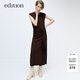 edition連衣裙女春新款氣質(zhì)包肩無(wú)袖綁結羊毛針織裙開(kāi)衩長(cháng)裙 棕咖色 S (160)