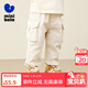 迷你巴拉【吸濕速干兒童工裝褲】男童寶寶時(shí)尚大口袋棉柔長(cháng)褲 淺卡其50311 110