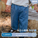 white wheat寶寶26春秋季新款長(cháng)褲男孩刺繡純棉褲子女童時(shí)髦牛仔褲 牛仔藍 110