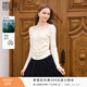 香影長(cháng)袖一字肩t恤女米色2026春季新款氣質(zhì)網(wǎng)紗拼接顯瘦絕美上衣 米色 X851236 M