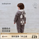 babylove【清倉】嬰幼兒連帽連體衣加厚保暖外出服冬季寶寶哈衣爬服 樺木麻 80cm