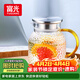 富光耐熱玻璃涼水壺大容量家用果汁杯花茶杯茶壺冷水壺錘紋壺1200ML