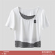 顏域（YANYEE）不規則拼接針織衫上衣女裝夏季2026新款休閑寬松短袖洋氣小衫 白色 M/38