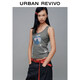 UR2026夏季新款女裝潮流摩登趣味印花無(wú)袖U型領(lǐng)背心UYV460048+ 花灰 M