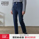 Teenie Weenie小熊復古牛仔褲長(cháng)褲小腳褲黑色高腰簡(jiǎn)約風(fēng)鉛筆褲女士 深藍色 S (160)