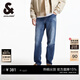 杰克·瓊斯（JACK&JONES）26年男裝牛仔褲長(cháng)褲子春季水洗貓須皮標logo直筒休閑226132169 E39中牛仔藍 常規 30 170 W30/L30
