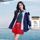 FILA 楊冪同款斐樂(lè )官方女裝梭織外套2026夏新款時(shí)尚休閑連帽風(fēng)衣夾克 藏煙藍-DB L 170/88A/L