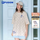 斐樂(lè ) FUSION斐樂(lè )潮牌情侶款針織短袖衫2025春新款休閑寬松純棉T恤 麥乳色-BG S （165/88A/S）