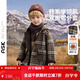 ASK JUNIOR兒童外套26冬季小童雙面呢保暖上衣男童學(xué)院風(fēng)格紋撞色毛呢大衣 棕色 90