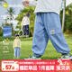 嘟嘟家兒童春季牛仔褲男童休閑春裝百搭長(cháng)褲女童寬松梭織褲子小童燈籠褲 牛仔藍 110