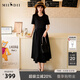 謎底小黑裙連衣裙2025夏季新款簡(jiǎn)約圓領(lǐng)大擺中長(cháng)裙短袖256ML6501 黑色 M