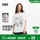 森馬（Semir）短袖T恤女夏中長(cháng)款純棉oversize圖案設計感浪漫女生101325100086