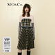 MO&Co.連衣裙春(裝卸袖套/皮帶/肩帶)魚(yú)骨胸托壓褶格紋吊帶摩安珂 藍黃格 M 165