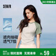 森馬（Semir）涼感T|短袖T恤女夏季撞色插肩袖褶皺刺繡小心機上衣101325100052