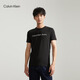 Calvin KleinJeans夏季男女情侶中性休閑年輕多色ck印花修身打底短袖T恤上衣 BEH-太空黑 S （推薦120-130斤）