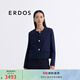 ERDOS 春夏圓領(lǐng)絲毛混紡箱型短款直角肩浮雕紐扣上衣女外套 藏藍 M 165/84A