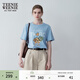 Teenie Weenie女裝簡(jiǎn)約時(shí)尚夏裝清新多巴胺大熊短袖T恤打底衫 淺藍色 S (160)