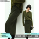 COCOBELLA[苔蘚綠]細閃千鳥(niǎo)格羊毛半身裙女中長(cháng)款氣質(zhì)毛呢裙HS87 黑綠格 L