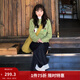 茵曼2025冬季女裝新款萌趣立體刺繡絨感毛衣慵懶長(cháng)袖針織衫 綠色 S
