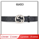 古馳（GUCCI）腰帶真皮男士經(jīng)典款大logo板扣式皮帶輕奢商務(wù)休閑潮流 黑色帆布 90  適合125-145斤