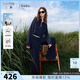 三彩2026春季新款休閑褲套裝立領(lǐng)假兩件上衣直筒褲女 藏青色 S 155/80A