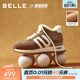 百麗（Belle）小金甘復古跑道高幫鞋女冬季新款商場(chǎng)同款厚底加絨休閑鞋E6Q1DDD5 棕色-厚絨 37 (235mm)