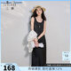 三彩2026春季新款肌理感背心裙無(wú)袖連衣裙A字裙長(cháng)裙簡(jiǎn)約S 經(jīng)典黑 S 155/80A