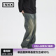 英克斯（inxx）明星同款 Standby不規則破洞牛仔褲男復古懷舊水洗直筒長(cháng)褲 牛仔藍色 L