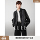 ELLE摩登高級感皮衣短外套女2025冬季新款時(shí)髦設計感小眾pu皮上衣 黑色 M