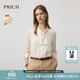 PRICH時(shí)尚優(yōu)雅飄帶領(lǐng)七分袖緞面襯衫春季垂順氣質(zhì)上衣女 36淺米色 M (165)
