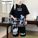 彼羅戈登12青少年運(yùn)動(dòng)丅恤套裝13-15歲男孩高中學(xué)生短袖t恤16大童夏裝一套 黑色短袖短褲 L 【身高1.55-1.60】米/95-120斤