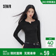 森馬（Semir）長(cháng)袖T恤女春季短款純色正肩木耳邊花邊內搭緊身上衣101125101009