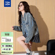唐獅2026新款女翻領(lǐng)牛仔外套減齡小個(gè)子短款韓版上衣 牛仔藍 S