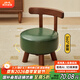 積木部落 實(shí)木小凳子家用換鞋凳客廳沙發(fā)凳小板凳臥室小椅子靠背茶幾矮凳 墨綠色【360°旋轉】