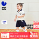 迷你巴拉巴拉短袖套裝女童速干學(xué)院風(fēng)短褲兩件套夏季【涼感抑菌】 珍珠白10201 90