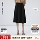 朗姿【尖貨補單】法式復古赫本風(fēng)黑色半身裙女新款傘裙高腰顯瘦a字裙 黑色 L