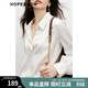 紅袖遮肉顯瘦上衣女高級感襯衫春秋季新款女裝垂感緞面順滑質(zhì)感上衣 米白004 M