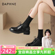DAPHNE達芙妮經(jīng)典圓頭學(xué)院風(fēng)系帶布洛克鞋女單鞋簡(jiǎn)約百搭通勤單鞋小皮鞋 氣質(zhì)黑色【官方正品  跟高3.5CM】 37