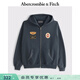Abercrombie & Fitch美式復古抓絨經(jīng)典百搭連帽拉鏈開(kāi)衫衛衣外套25秋冬男裝122-5729 藍色 S (175/92A)