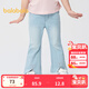 巴拉巴拉童裝兒童長(cháng)褲女童牛仔褲開(kāi)叉喇叭褲夏季褲子涼感時(shí)髦百搭 牛仔淺藍-涼感-88101 120