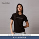 Calvin KleinJeans夏季女士休閑通勤經(jīng)典ck字母印花圓領(lǐng)純色內搭短袖T恤上衣