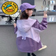 G.duck女童外套春秋裝2025新款兒童洋氣女孩秋季沖鋒衣連帽秋裝夾克上衣 紫色蝴蝶結春秋款不加棉外套 140 建議身高130厘米左右