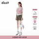 DZZIT地素短袖T恤夏季休閑條紋圓領(lǐng)正肩上衣女3J2B3522G 粉紅色 XS