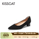 接吻貓辛芷蕾同款【經(jīng)典CAT貓掌鞋】單鞋簡(jiǎn)約通勤高跟鞋尖頭船鞋女 黑色（瘦腳卡碼拍小一碼） 38 (240mm)