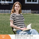 香影流蘇條紋黑色t恤女短袖2026夏裝新款寬松休閑風(fēng)正肩圓領(lǐng)上衣 黑色 M 160/84A/95-110斤