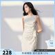 三彩2026春季新款一字領(lǐng)無(wú)袖連衣裙法式波點(diǎn)A字長(cháng)裙女 米白色幾何 L 165/88A